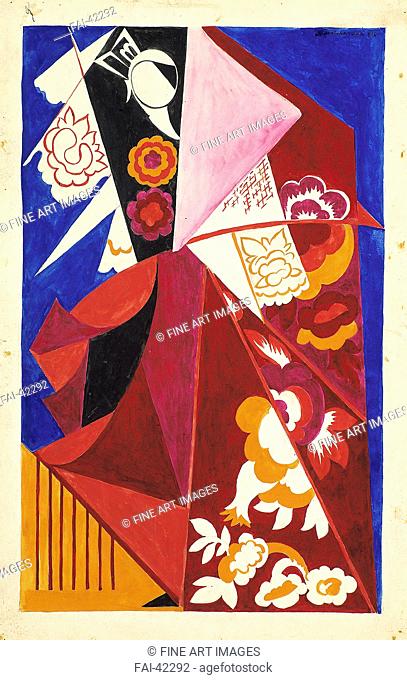Spanish Costume by Goncharova, Natalia Sergeevna (1881-1962)/Gouache on paper/Russian avant-garde/1917-1918/Russia/State Tretyakov Gallery, Moscow/49, 2x30