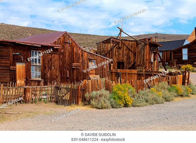 View from Bodie Ghost Town, California USA. Old abandoned mine