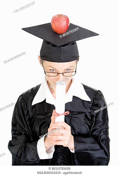 symbolic for brainfood, degree holder with apple