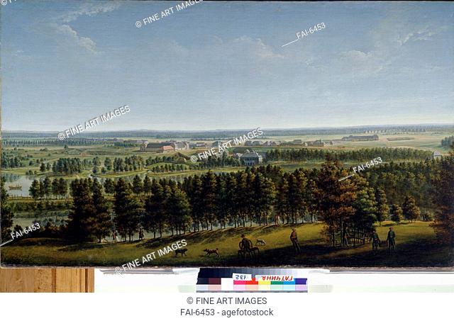 Palace Park as seen from the Gatchina Palace. Mettenleiter, Johann Jakob (1750-1825). Oil on canvas. German Painting of 18th cen. . 1790s