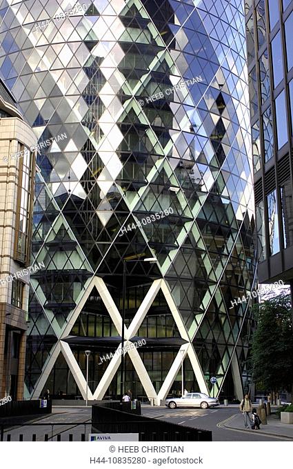 UK, London, 30 St.Mary Axe Building, City, Great Britain, Europe, England, High-rise building, gherkin, architecture