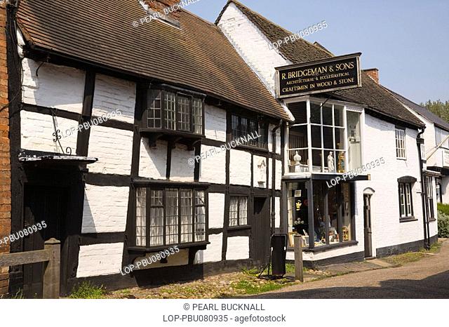 England, Staffordshire, Lichfield, View along Quonians Lane with timber framed buildings in the historic city centre