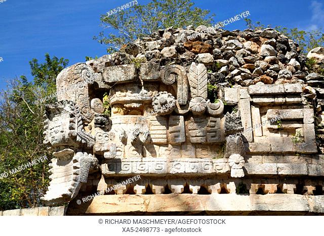 Serpent's Head with Human Face, The Palace, Labna, Mayan Ruins, Yucatan, Mexico