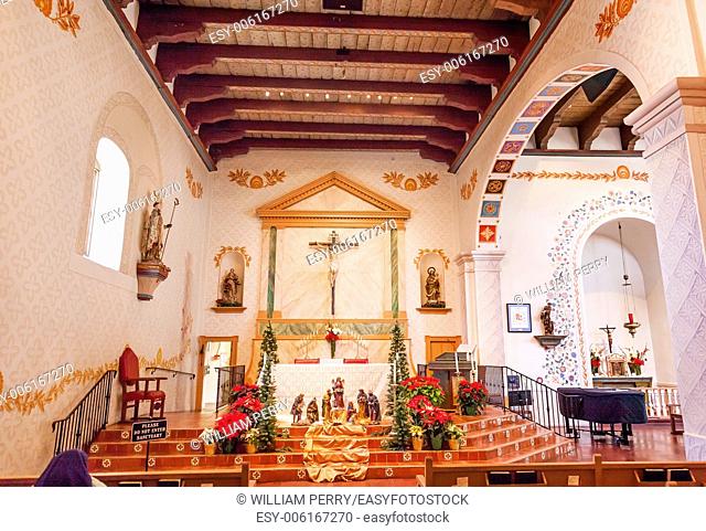 Mission San Luis Obispo de Tolosa, Basilica, Altar, Cross San Luis Obispo California. Founded 1772 by Father Junipero Serra