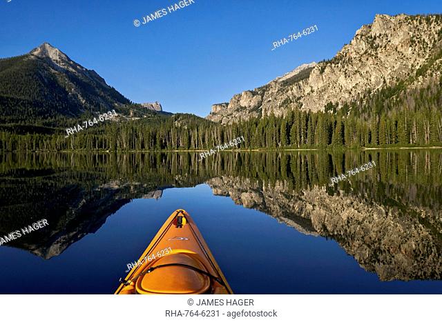 Pettit Lake while kayaking, Sawtooth National Recreation Area, Idaho, United States of America, North America