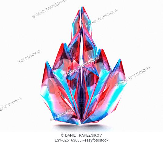 cut glass crystal 3d logo. volumetric logotype isolated on white background