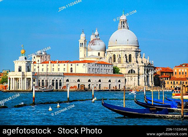 Basilica di Santa Maria della Salute on Punta della Dogana in Venice, Italy. This church was commisioned by Venice's plague survivors as thanks for salvation