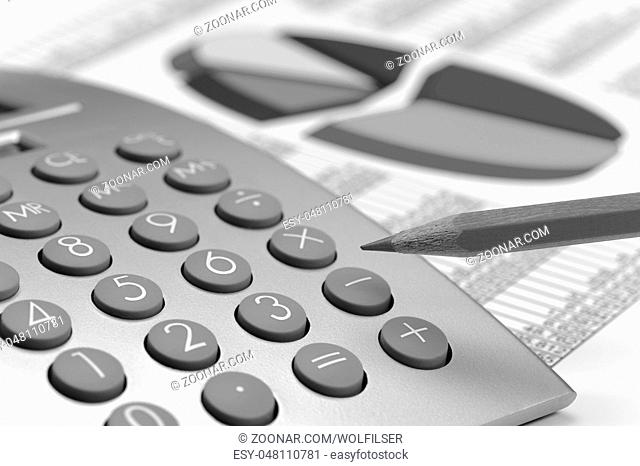 Finanzen mit Chart, Zahlentabelle und Taschenrechner