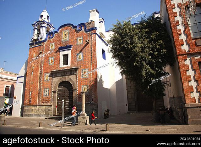 View to the Iglesia De San Marcos Church at the historic center, Puebla, Puebla State, Mexico, Central America