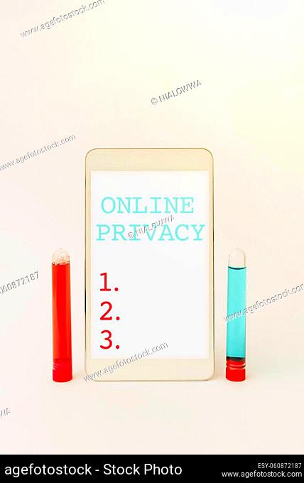 Conceptual display Online Privacy, Business concept Security level of personal data published via the Internet Advance Medical Technology Laboratory Testing New...