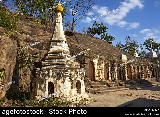 Sandstone caves of Hpo Win Daung, near the village Minzu, Monywa District, Myanmar, Asia