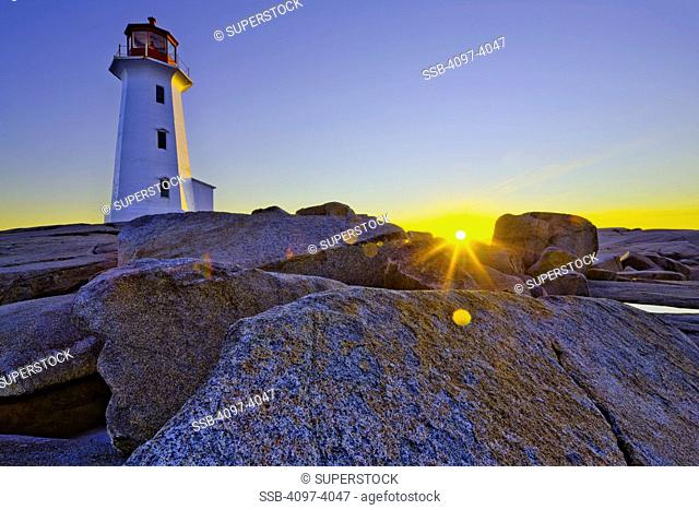 Lighthouse on the coast, Peggy's Point Lighthouse, Peggy's Cove, St. Margarets Bay, Nova Scotia, Canada