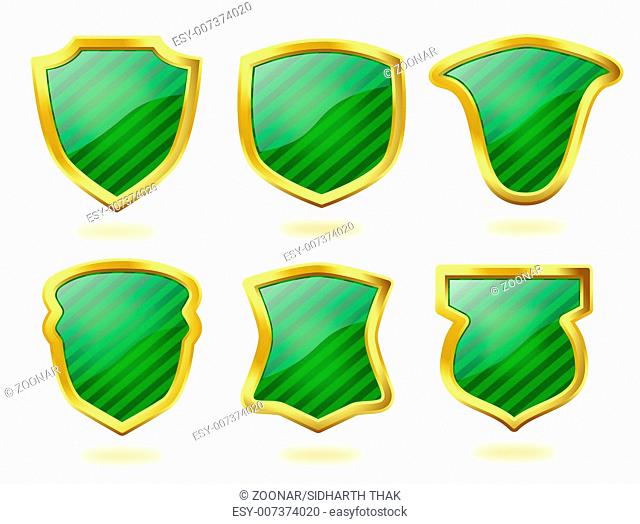 Striped Green Shields with Golden Frame