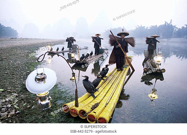 Cormorant Fishermen Li River Yanshou, China