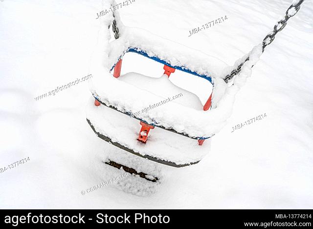 Snow-covered playground