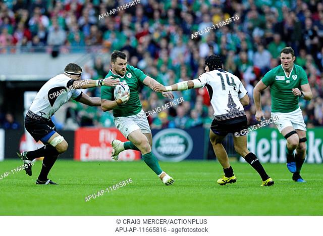 2015 Rugby World Cup Ireland v Romania Sep 27th. 27.09.2015. London, England. Rugby World Cup. Ireland versus Romania. Ireland loosehead prop Cian Healy tries...