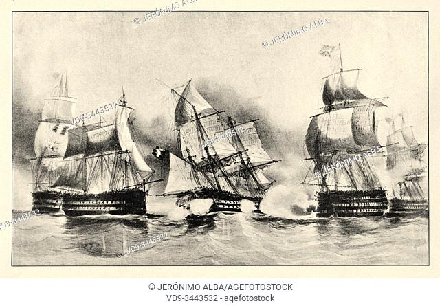 The war at sea, the exploits of Pluto warship. History of France, old engraved illustration image from the book Histoire contemporaine par l'image 1872
