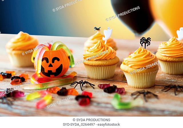 halloween party cupcakes or muffins on table