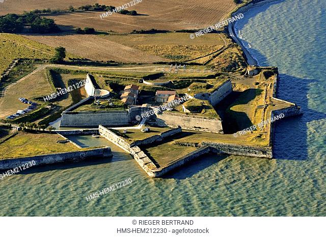 France, Charente Maritime, Ile de Re, Fort de la Pree rebuilt by Vauban in the South of La Flotte en Re aerial view