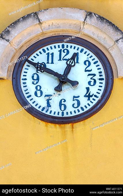 Clock at church, Benageber, Valencia, Spain