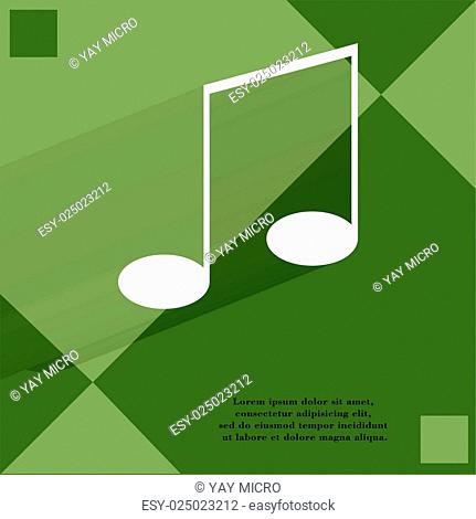 Music elements notes web icon on a flat geometric abstract background