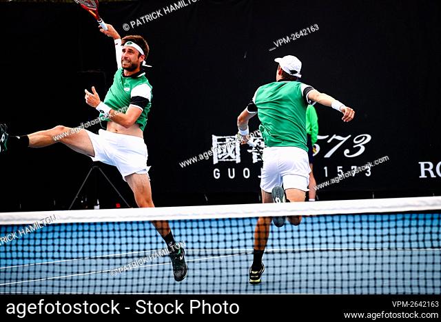 Sander Gille (ATP 39) and Joran Vliegen (ATP 36) pictured during a tennis match between Belgian pair Gille-Vliegen and German-American pair Kopfer-Sandgren