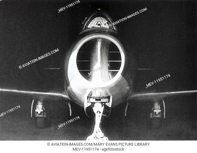 Power Jet W-1 Engine Intake on a Royal Air Force RAF Gloster E28/39 Prototype Parked at Night