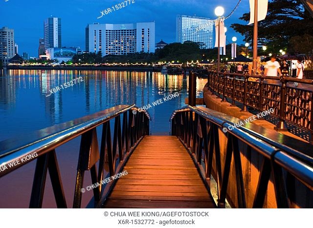 Kuching riverfront at dusk