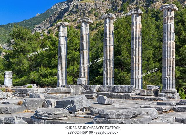 Temple of Athena, Ruins of ancient Priene, Aydin Province, Turkey