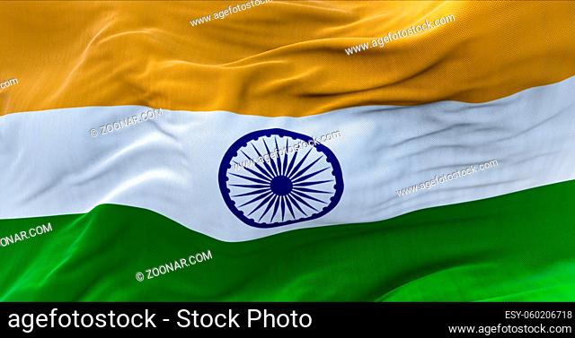 Detail of the national flag of India flying in the wind. Democracy and politics
