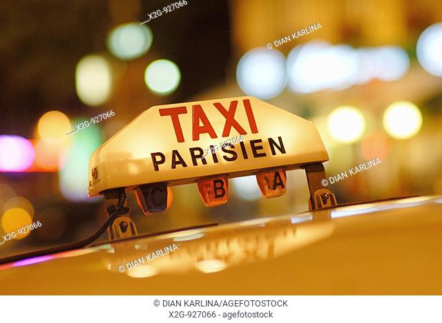 Parisien Taxi Sign, Paris, France
