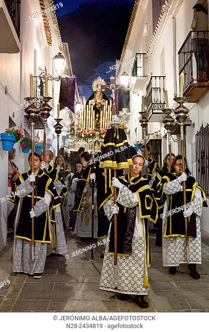 Holy Week procession, white village (pueblo blanco), Mijas, Malaga province, Andalusia, Spain