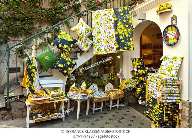 A lemon theme shop in Positano, Amalfi Coast, Italy