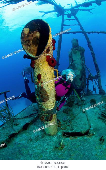 Scuba Diver on Shipwreck