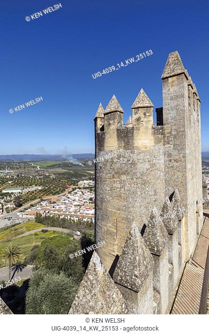 Almodovar del Rio, Cordoba Province, Spain. Almodovar castle. Founded as a Roman fort it developed into its present form during the Moorish era