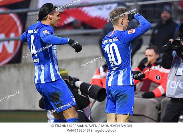 goaljubel Ondrej DUDA (Hertha BSC, right) with Karim REKIK (Hertha BSC), jubilation, joy, enthusiasm, action. Soccer 1. Bundesliga, 18