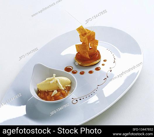 Apricot tartlet with strudel and caramelised cinnamon salt butter