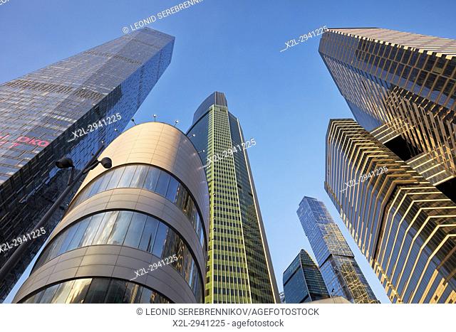 Highrise buildings of the Moscow International Business Centre (MIBC), also known as “Moscow City"". Moscow, Russia