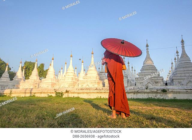 Myanmar, Mandalay State, Mandalay, Kuthodaw Pagoda, contains the world's largest book written on 729 kyauksa gu or stone-inscription caves