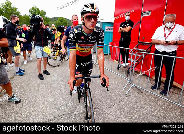 Belgian Remco Evenepoel of Soudal Quick-Step pictured at the arrival of stage 8 of the 2023 edition of the 'Vuelta a Espana', Tour of Spain cycling race