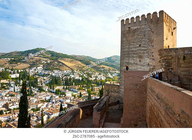 The Albaicin and the Alcazaba of the Alhambra in Granada, Andalusia, Spain