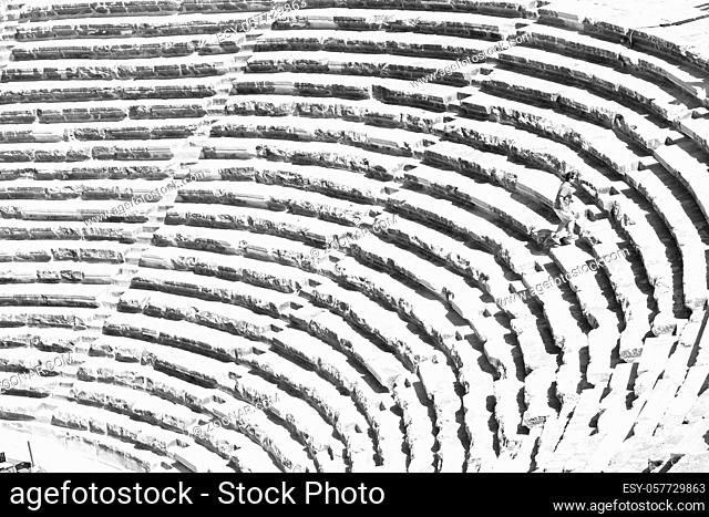 in  turkey  europe aspendos the old theatre abstract texture of step and gray