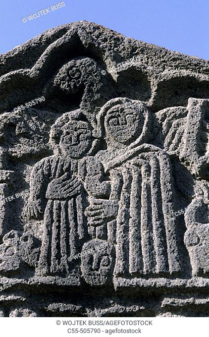 Detail of 'khachkar' near Lake Sevan. Armenia