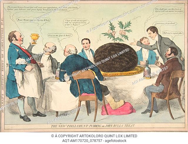 The New Parliament Pudding or John Bull's Treat, ca. 1832, Hand-colored lithograph, sheet: 9 15/16 x 14 1/16 in. (25.2 x 35
