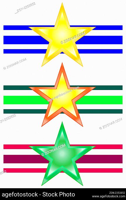 Vector star set with different color background