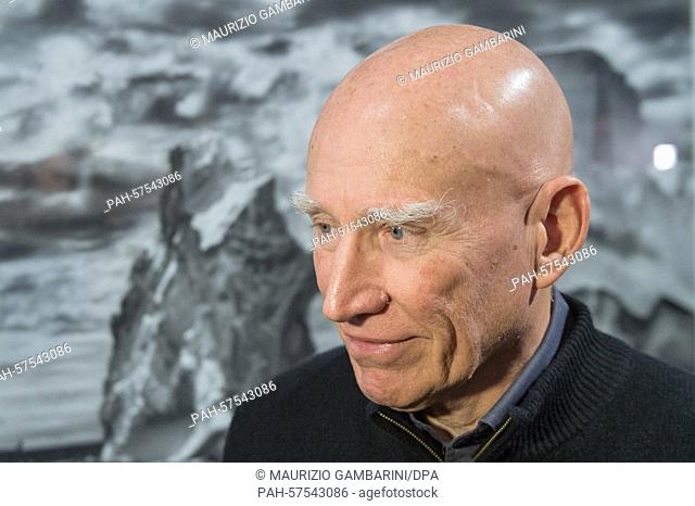 Photographer Sebastiao Salgado stands in the exhibition of his project 'Genesis' in the C/O Galerie in Berlin,  Germany, 17 April 2015