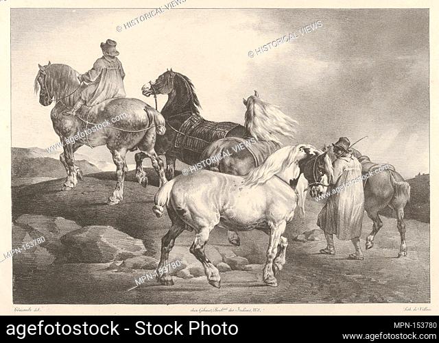 Horses Driven to a Fair. Series/Portfolio: Etudes de Chevaux; Artist: Théodore Gericault (French, Rouen 1791-1824 Paris); Date: 1822; Medium: Lithograph;...