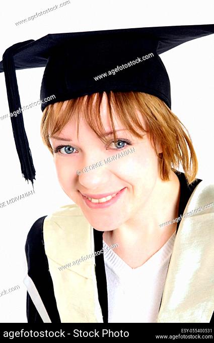 graduated girl with hat closeup