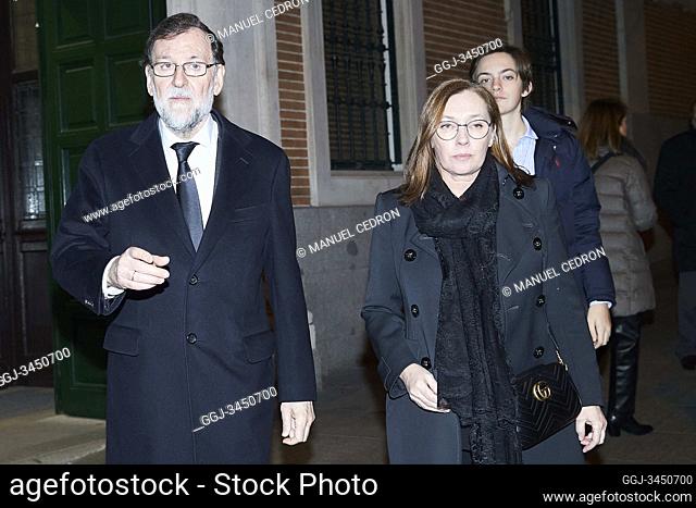 Mariano Rajoy, Elvira Fernandez Balboa, Mariano Rajoy Fernandez attends Mercedes Rajoy Brey, sister of Mariano Rajoy, mass funeral at San Francisco de Borja...