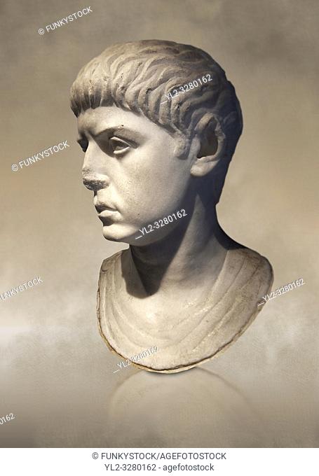 Roman portrait bust of a young man from the reign of Nero, 54-68 AD. This portrait can be dated to the reign of Nero due to the facial features and hair style